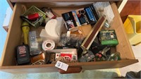 Drawer lot and two shelves of miscellaneous