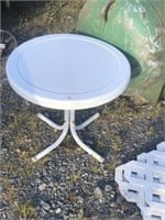 White Metal Patio Drink Table