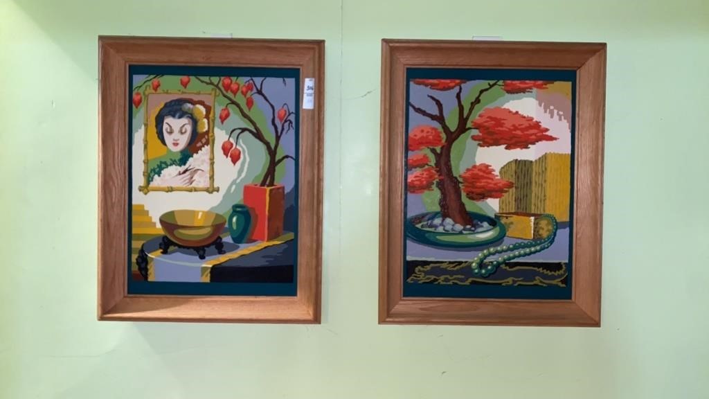 2 oriental oil paintings, 18 1/2 x 15 “