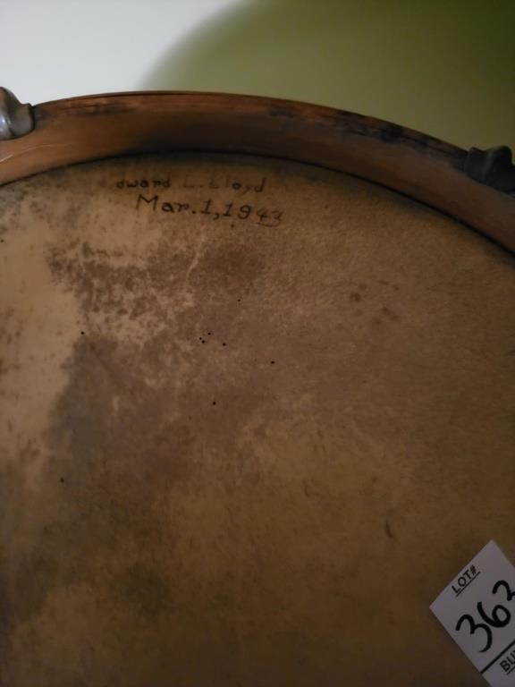 Snare drum has march 1 1943 written on it