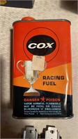 Cox racing fuel, one pint half full