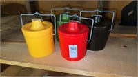 4 colorful glass jars