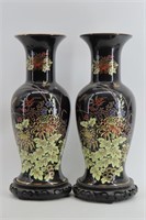 Pair Japanese Imperial Dynasty Vases With Display