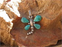 Sterling N/A Kingman Turquoise Dragonfly Pendant
