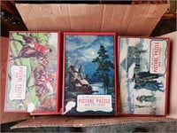 Box of Vintage Picture Puzzles