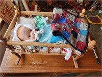 Vintage Doll and Toy Wood Cradle