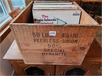 Vintage LP Vinyl Records and Wood Crate
