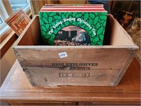 Vintage LP Vinyl Records and Wood Crate
