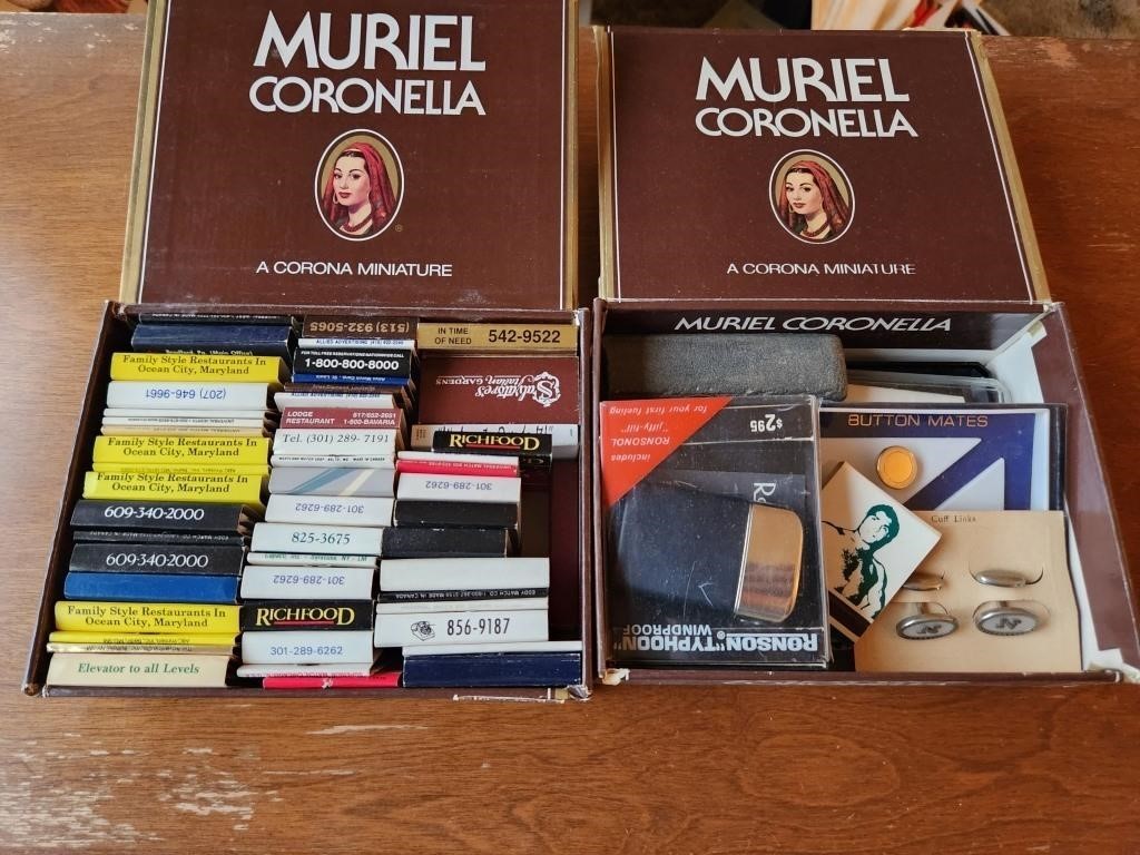 Cigar Boxes w/ Matchbooks & Misc. Items