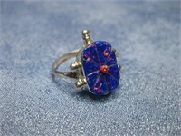 N/A Multi Color Opal Sterling Silver Turtle Ring