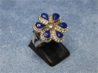 N/A Sterling Silver Lapis Flower Ring Signature