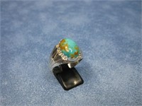 N/A Sterling Silver Turquoise Ring Hallmarked