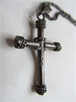 Sterling Silver Rope Chain & Silver Cross Pendant