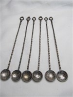 6pc Antique Turkish Silver Coin Tea Spoon Set