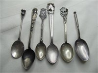 6pc Sterling Silver Vintage Souvenir Spoons