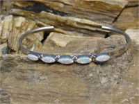 Sterling Silver Tested Opal Bangle Bracelet