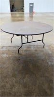 Six foot round wood table (some damage)