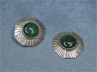 Sterling Silver Tested Malachite Earrings