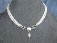 Sterling Silver Genuine Pearl Necklace Hallmarked