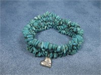 Turquoise & Sterling Silver Tested Heart Bracelet