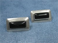 Sterling Silver Jade Earrings Hallmarked