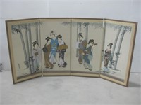 Japanese Hand-Painted Silk Screen See Info