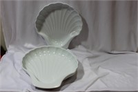 A Set of Two White Porcelain Shell Plates