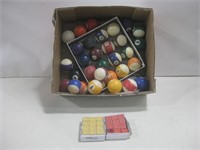 Assorted Pool Balls & Chalk
