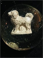 Rare Antique German Large Sulphide Dog Marble