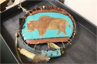 Oil on Leather of a Bison