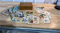 Vintage postcards in box