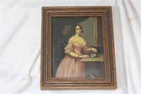 An Oil on Tin Painting of a Lady