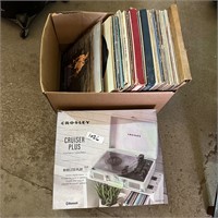 Crosley Record Player & Assorted Records