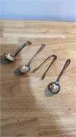 Sterling spoons and tongs