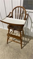 High chair with enamel tray