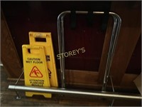 3 Wet Floor Signs & 3 Waitress Stands