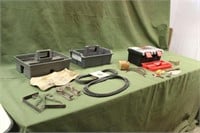 John Deere Belts,(2) Tool Trays & Tool Box W/ Misc