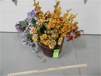 Wooden mop bucket with faux flowers