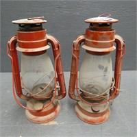 Pair of Red Barn Lanterns