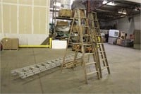 Approx 32' Extension Ladder & (3) Wood Step Ladder