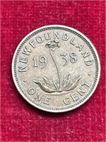 1938 Newfoundland coin one cent