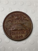 1946 coin Mexico 20 centavos