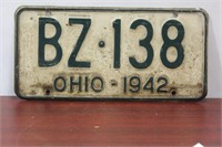 A 1942 Ohio License Plate