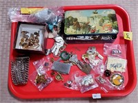 Tray Lot of Assorted Costume Pins, Jewelry