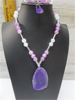 POLISHED PURPLE AGATE NECKLACE SET