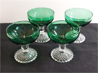 4pc Green On Clear Berwick Boopie Goblets Anchor