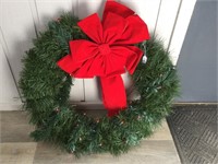 32 inch round Christmas wreath with bow and