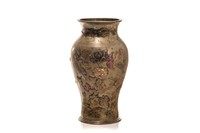 JAPANESE MIXED MATERIAL ON BRONZE VASE
