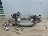 Silverplate coffee set and utensils