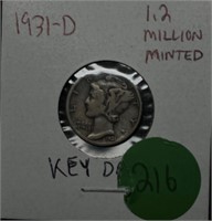 Semi-Key Date 1931-D Mercury Dime